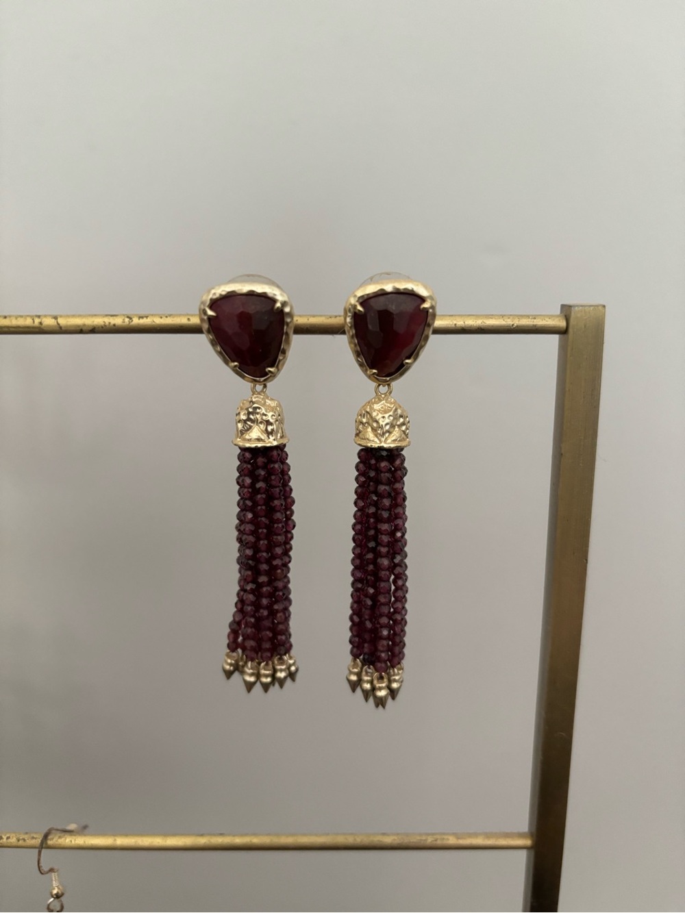 Kendra Scott Burgundy Beaded Tassel Drop Earrings